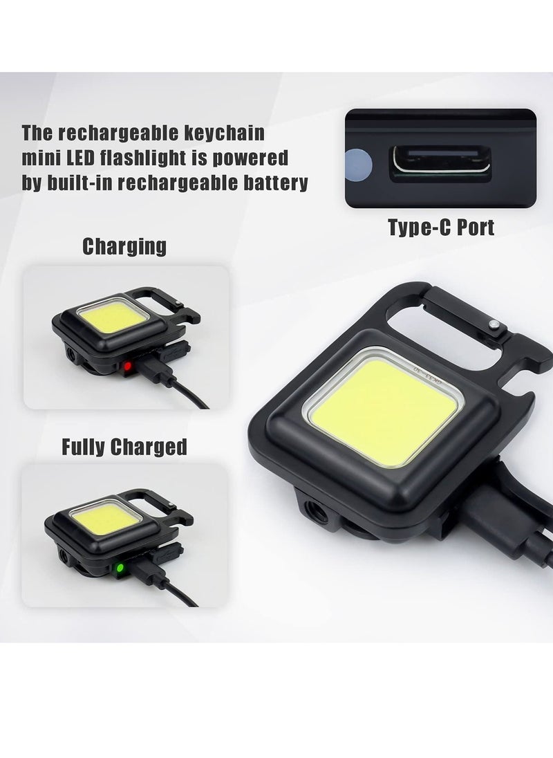 Generic - COB Keychain Work Light, Keychain Flashlight 1000 Lumen Emergency Light with 3 Light Mode Magnetic Work Light and Folding Bracket Bottle Opener, Portable Flashlight for Camping, Hiking(2 Pcs) - Image 1