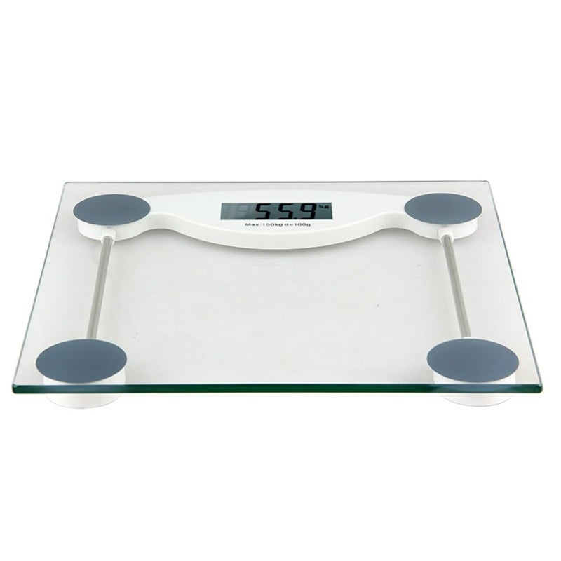Electronic Bathroom Scale Transparent Square LCD High Precision Sensor Instant Read Battery Alert - Image 2