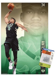 Trends International Nba Milwaukee Bucks Giannis Antetokounmpo 17 Wall Poster With Push Pins  - Image 1