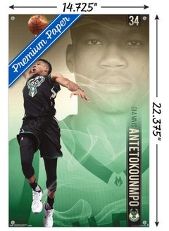 Trends International Nba Milwaukee Bucks Giannis Antetokounmpo 17 Wall Poster With Push Pins  - Image 4