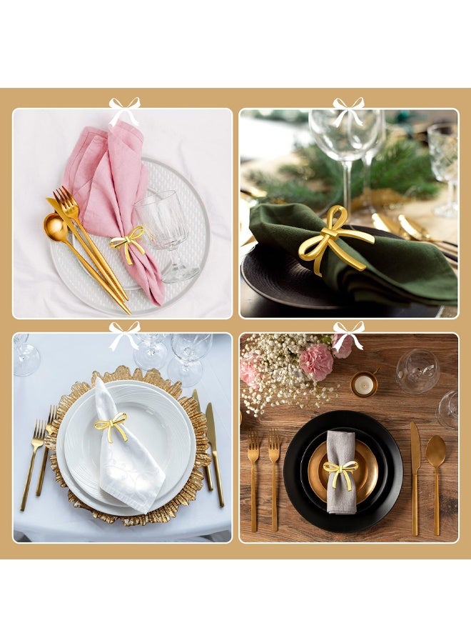 6 Pcs Gold Bow Napkin Rings, Butterfly Napkin Holders for Wedding Birthday Party Thanksgiving Christmas, Zinc Alloy Napkin Rings for Dinner Banquet Family Gathering Decoration - Image 5