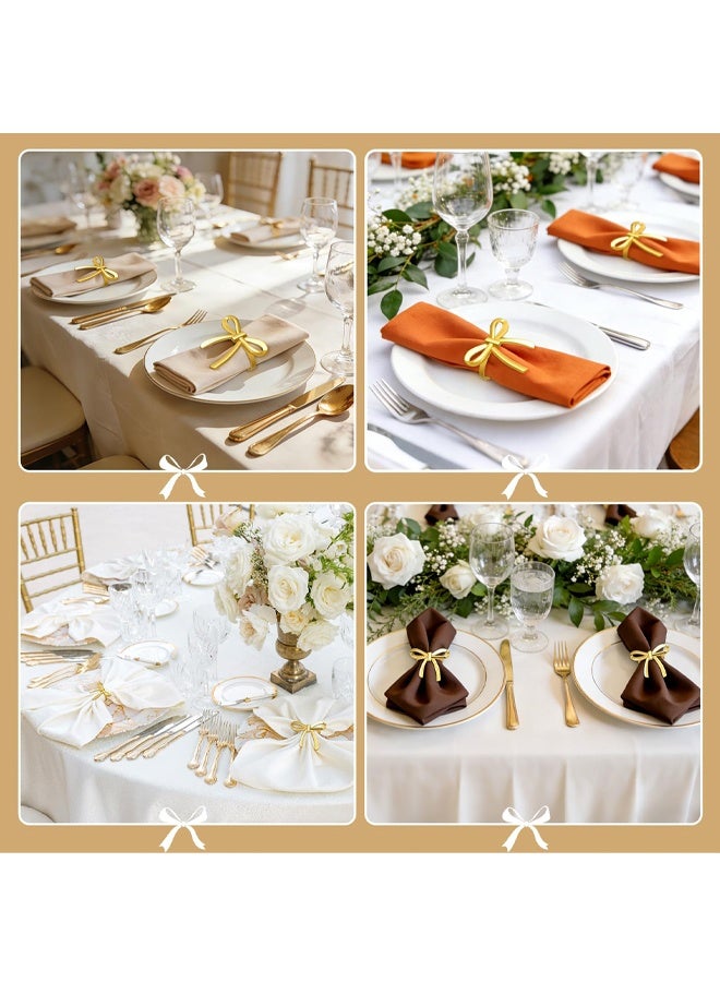 6 Pcs Gold Bow Napkin Rings, Butterfly Napkin Holders for Wedding Birthday Party Thanksgiving Christmas, Zinc Alloy Napkin Rings for Dinner Banquet Family Gathering Decoration - Image 4