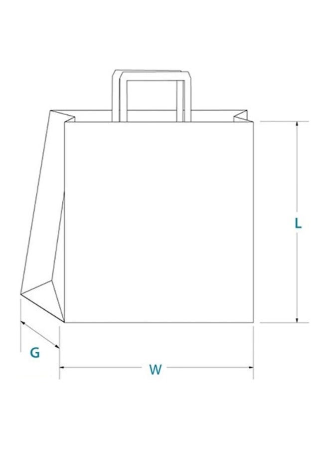 Halapack حقيبة ورقية كرافت هالاباك 10 قطع مقبض مسطح حجم قياسي [32wx28hx16Gcm] حقائب بقوة تحمل قوية حقيبة ورقية ذات قاع مربع مع مقبض متينة مثالية للهدايا، هدايا الحفلات بيضاء - Image 5
