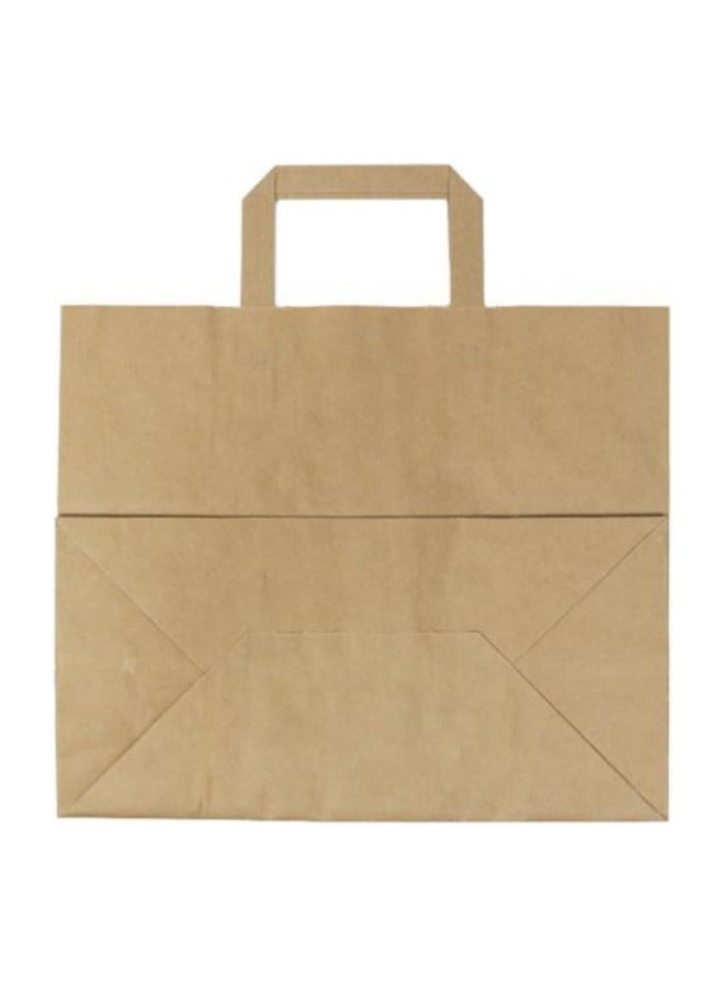 Halapack حقيبة ورقية كرافت هالاباك 10 قطع مقبض مسطح حجم قياسي [32wx28hx16Gcm] حقائب بقوة تحمل قوية حقيبة ورقية ذات قاع مربع مع مقبض متينة مثالية للهدايا، هدايا الحفلات بيضاء - Image 2