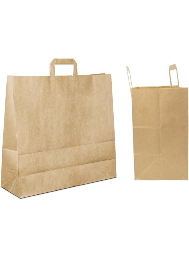 Halapack حقيبة ورقية كرافت هالاباك 10 قطع مقبض مسطح حجم قياسي [32wx28hx16Gcm] حقائب بقوة تحمل قوية حقيبة ورقية ذات قاع مربع مع مقبض متينة مثالية للهدايا، هدايا الحفلات بيضاء - Image 3