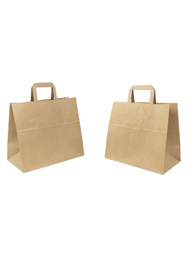 Halapack حقيبة ورقية كرافت هالاباك 10 قطع مقبض مسطح حجم قياسي [32wx28hx16Gcm] حقائب بقوة تحمل قوية حقيبة ورقية ذات قاع مربع مع مقبض متينة مثالية للهدايا، هدايا الحفلات بيضاء - Image 1