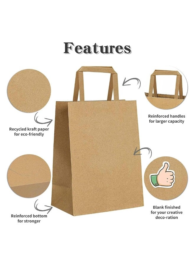 Halapack حقيبة ورقية كرافت هالاباك 10 قطع مقبض مسطح حجم قياسي [32wx28hx16Gcm] حقائب بقوة تحمل قوية حقيبة ورقية ذات قاع مربع مع مقبض متينة مثالية للهدايا، هدايا الحفلات بيضاء - Image 4