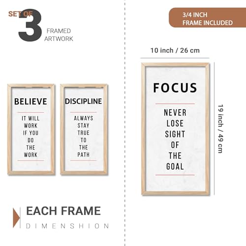 kotart – Motivational Quotes Wall Art For Office Décor Living Room | Motivational Quotes Poster With Frame | Quotes Wall Hanging Painting For Wall Décor Set of 3 (10x19 inch, A) - Image 2