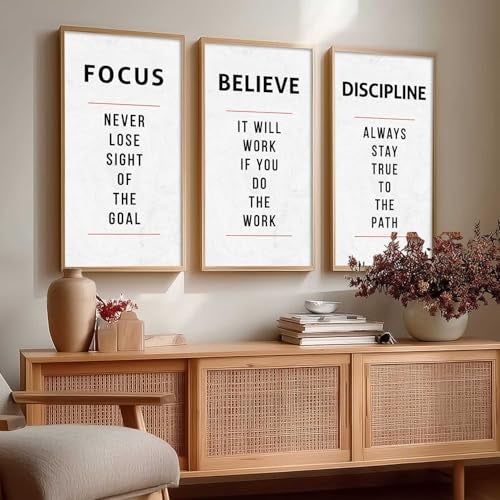 kotart – Motivational Quotes Wall Art For Office Décor Living Room | Motivational Quotes Poster With Frame | Quotes Wall Hanging Painting For Wall Décor Set of 3 (10x19 inch, A) - Image 1