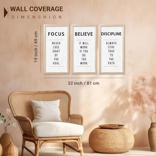 kotart – Motivational Quotes Wall Art For Office Décor Living Room | Motivational Quotes Poster With Frame | Quotes Wall Hanging Painting For Wall Décor Set of 3 (10x19 inch, A) - Image 4