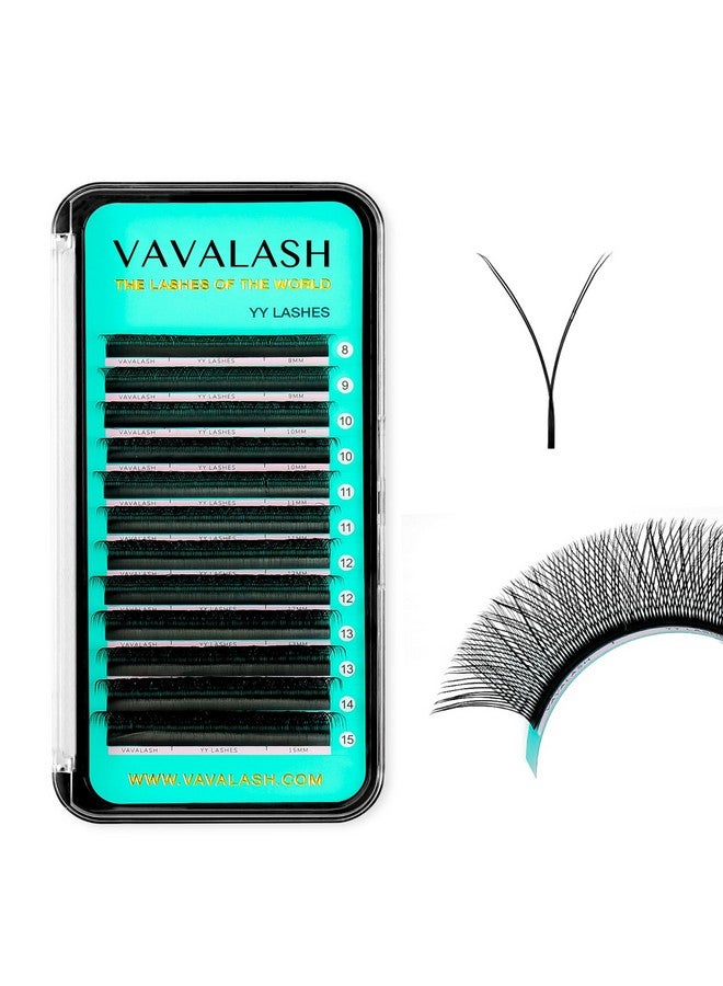VAVALASH Y Lash Extensions C Curl 0.05mm 8-15mm Mix Tray Easy Premade Volume 4D Fans Eyelash Extension YY Type Natural Volume Lashes Extension Soft Matte Black Lashes (YY-0.05-C-8-15mm) - Image 1