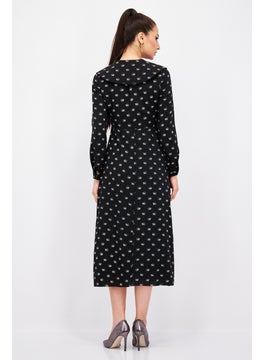 WHISTLES Women Allover Print Midi Dress, Black  - Image 4