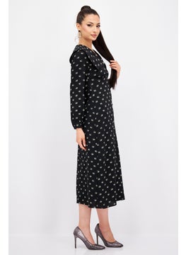 WHISTLES Women Allover Print Midi Dress, Black  - Image 3