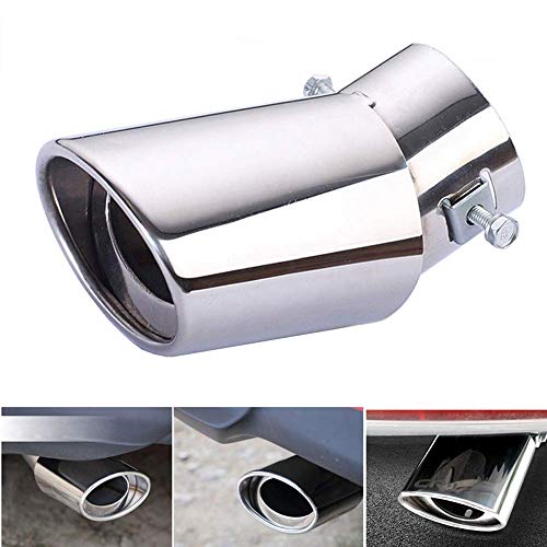 Automaze Car Exhaust Tail Muffler Tip Show Pipe 60mm, Curved Oval, Stainless Steel - Image 2