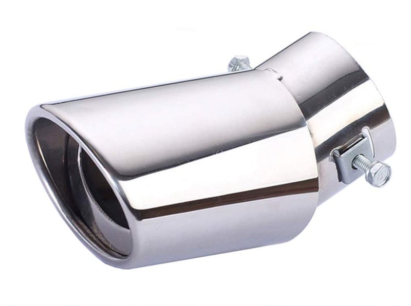 Automaze Car Exhaust Tail Muffler Tip Show Pipe 60mm, Curved Oval, Stainless Steel - Image 1