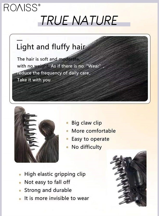 roaiss Messy Curly Hair Bun Extensions, Wavy Synthetic Chignon with High Elastic Claw, Hair Accessories Donut Roller Bun Wig for Women Updo Scrunchies, Natural Black - Image 5