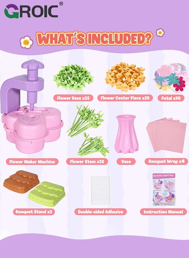 GROIC Fabric Flower Bouquets Toys,Arts and Crafts for Kids,DIY Flower Making Kit, Creative Arts and Crafts for Kids,Preschool Educational Toys for Building Your Flower Bouquet - Image 5