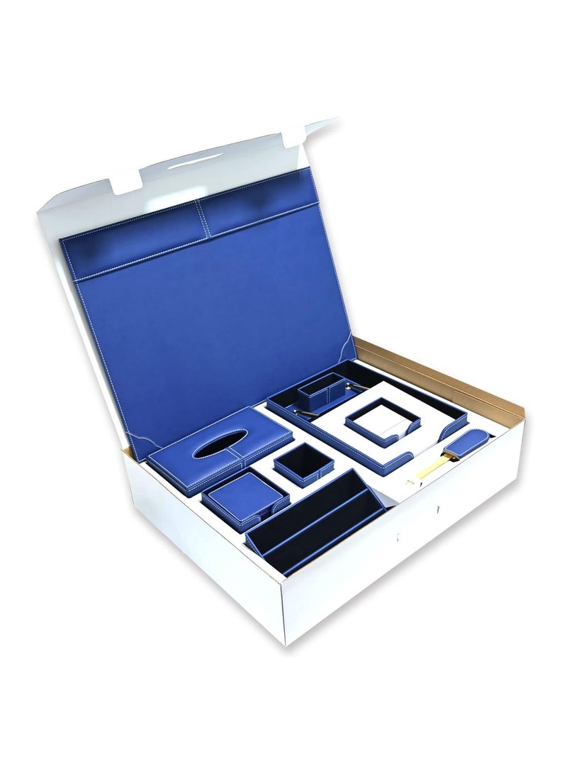 FIS طقم مكتب تنفيذي من 9 قطع من FIS مصنوع من مادة البولي يوريثين الإيطالية، باللون الأزرق - FSDS172BL - Image 2
