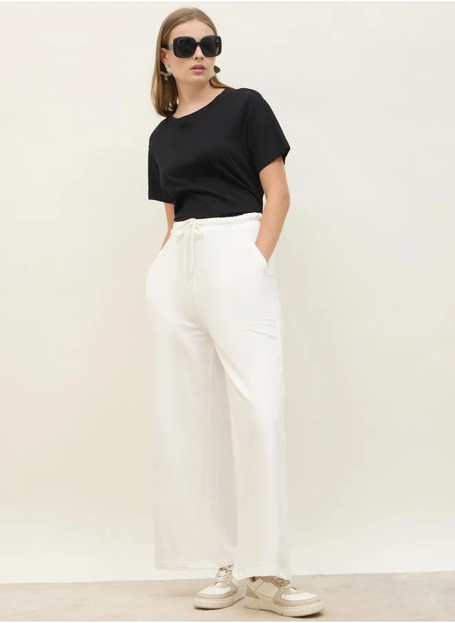 Styli Styli Solid Straight Leg Joggers with Drawstring