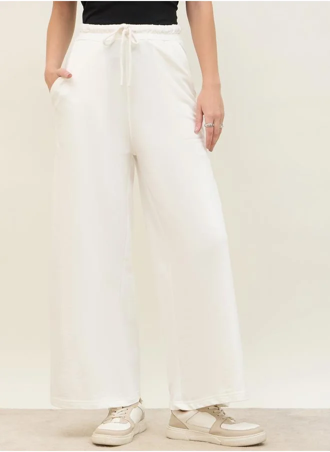Styli Styli Solid Straight Leg Joggers with Drawstring