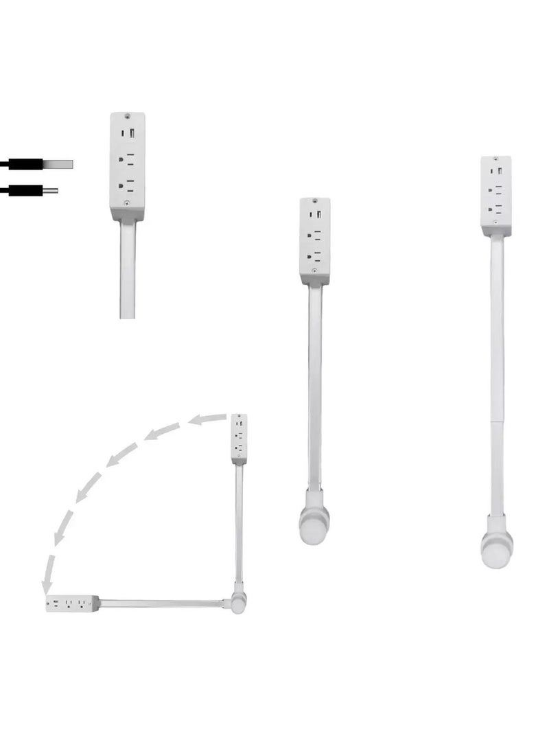 Electrical Outlet Extender. Access Hard-to-Reach Outlets! Features USB-A, USB-C, and 2 AC Outlets, Extends 22"-34", Rotates 180°. Use Behind Couches, Nightstands, Desks, and More. - Image 4