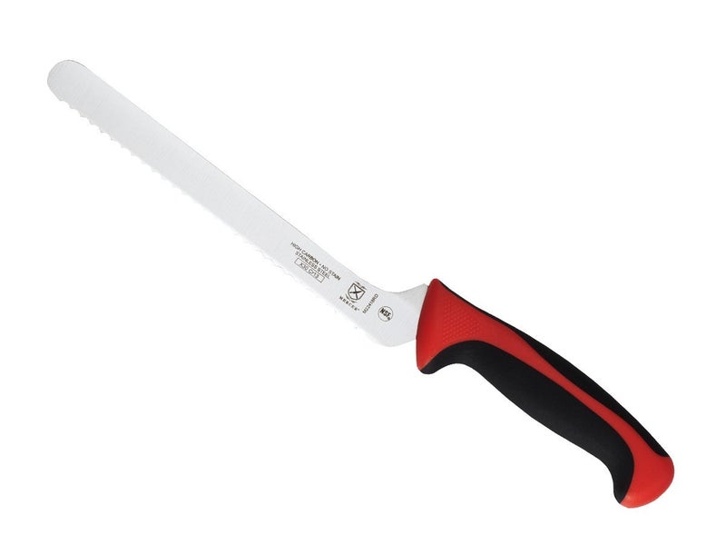 Mercer Culinary Millennia Color Handle Cutlery 8 Offset Bread Knife Wavy Edge Red