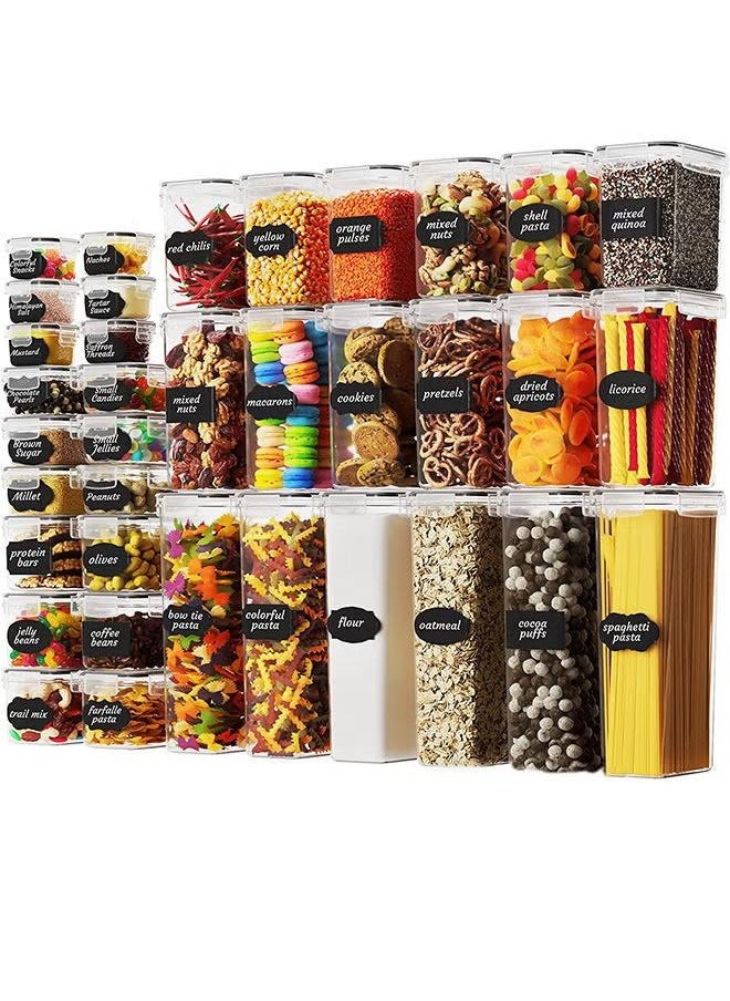 36 Pack Cereal and Dry Food Storage Containers, Stackable Boxes Containers for Kitchen Food, Airtight Plastic Kitchen Storage Organizer for Snack, Baking Supplies