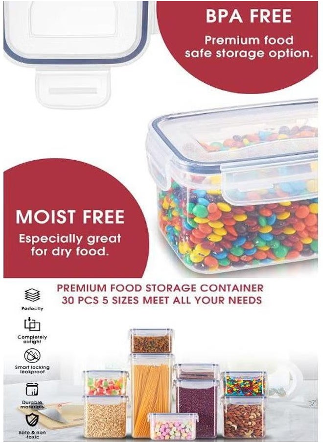 36 Pack Cereal and Dry Food Storage Containers, Stackable Boxes Containers for Kitchen Food, Airtight Plastic Kitchen Storage Organizer for Snack, Baking Supplies