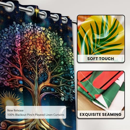 CHGCRAFT Tree of Life Door Curtain for Doorway Bohemia Style Doorway Curtain Sun and Moon Room Divider Curtains Folding Doors Curtain for Closet Door Bedroom Living Room Doorway, 39x79 Inch - Image 3