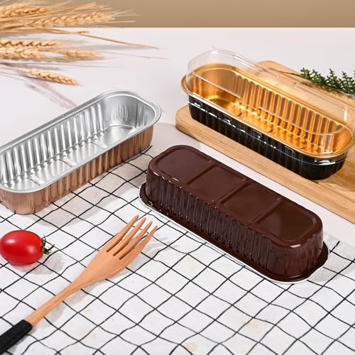 Findful Mini Loaf Baking Pans with Lids and Spoons (50 Pack, 6.8oz) Rectangle Aluminum Foil Baking Pans Tins Containers - Cupcake Containers Wrappers Cheesecake Creme Brulee Ramekins - Image 4