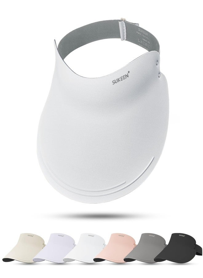 Sukeen Wide Brim Sun Visor Hat for Women Men,UPF50+ Seamless Sun Hats Foldable Ponytail Beach Hats for Daily Outdoor Sport (White) - Image 1