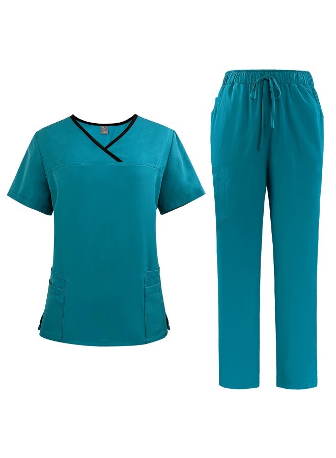 NIBEMINENT Solid Color Breathable Nursing Scrubs Women Uniforms Elasticity Pet Clinic Nurse Workwear Medical Doctor thin Clothing - Image 1