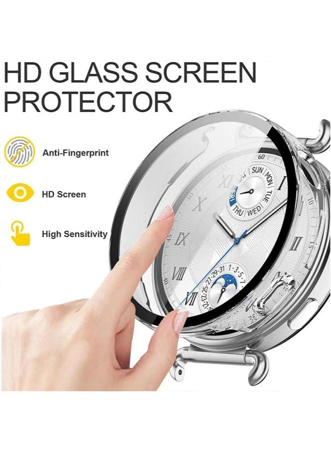 HL-Tech Case for Huawei Watch GT6 41mm Hard PC Case with Tempered Glass Screen Protector with Bumper Guard Protective Cover For Huawei GT 6 41mm (Clear) - Image 3