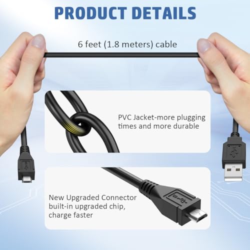EAGLEGGO Micro USB Charging Cable, for Astro MIXAMP PRO TR, USB 2.0, 6 Foot, Black - Image 2