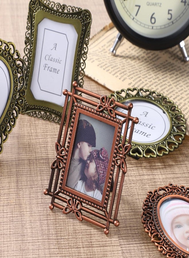 EupHHonycs 6 Pcs Mini Vintage Picture Frame 1 Inch Wallet Size Picture Frames Assorted Colors Tiny Metal DIY Photo Frames Tiny Metal Photo Frame for Tabletop Wall Display Old Fashioned Photoes Gallery Art Decor - Image 3