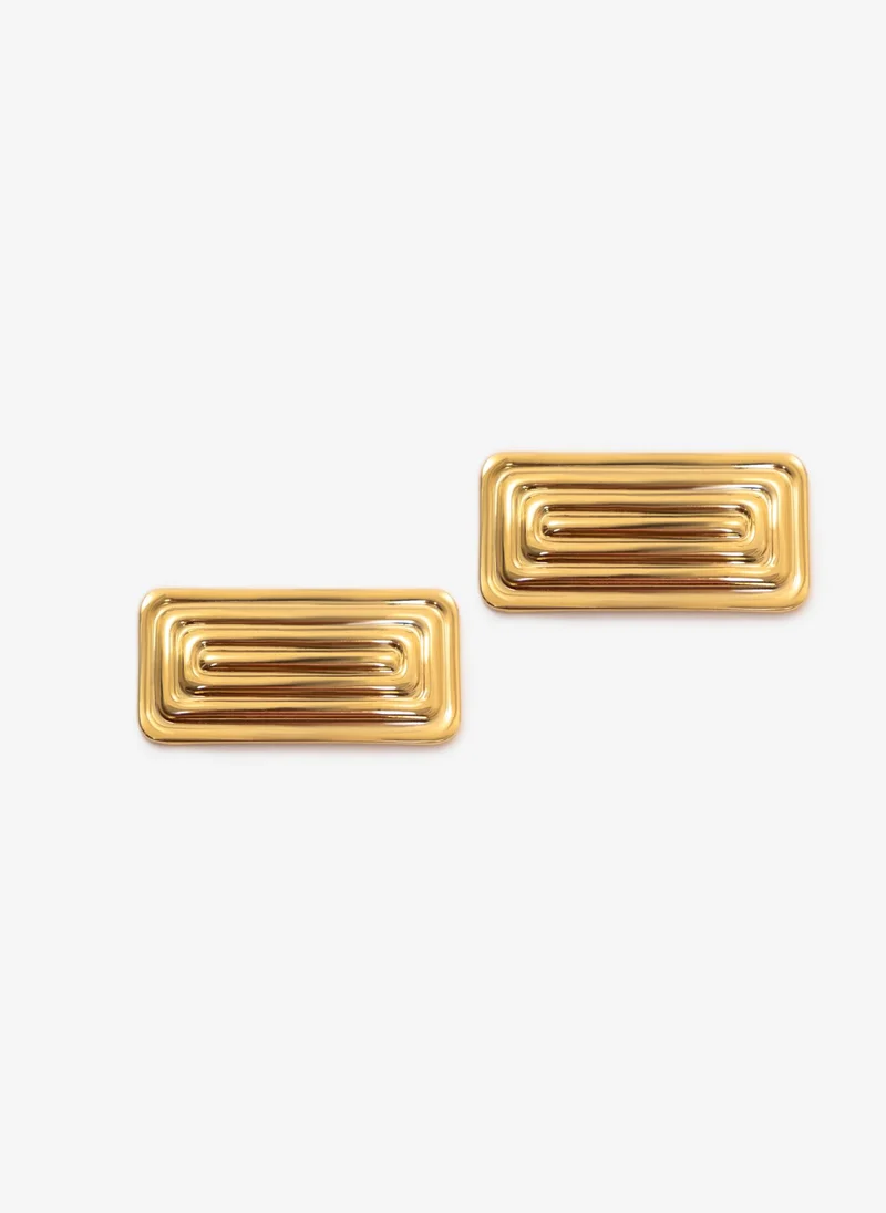 Lichi  Rectangular stud earrings in textured metal for Women | Best Price UAE
