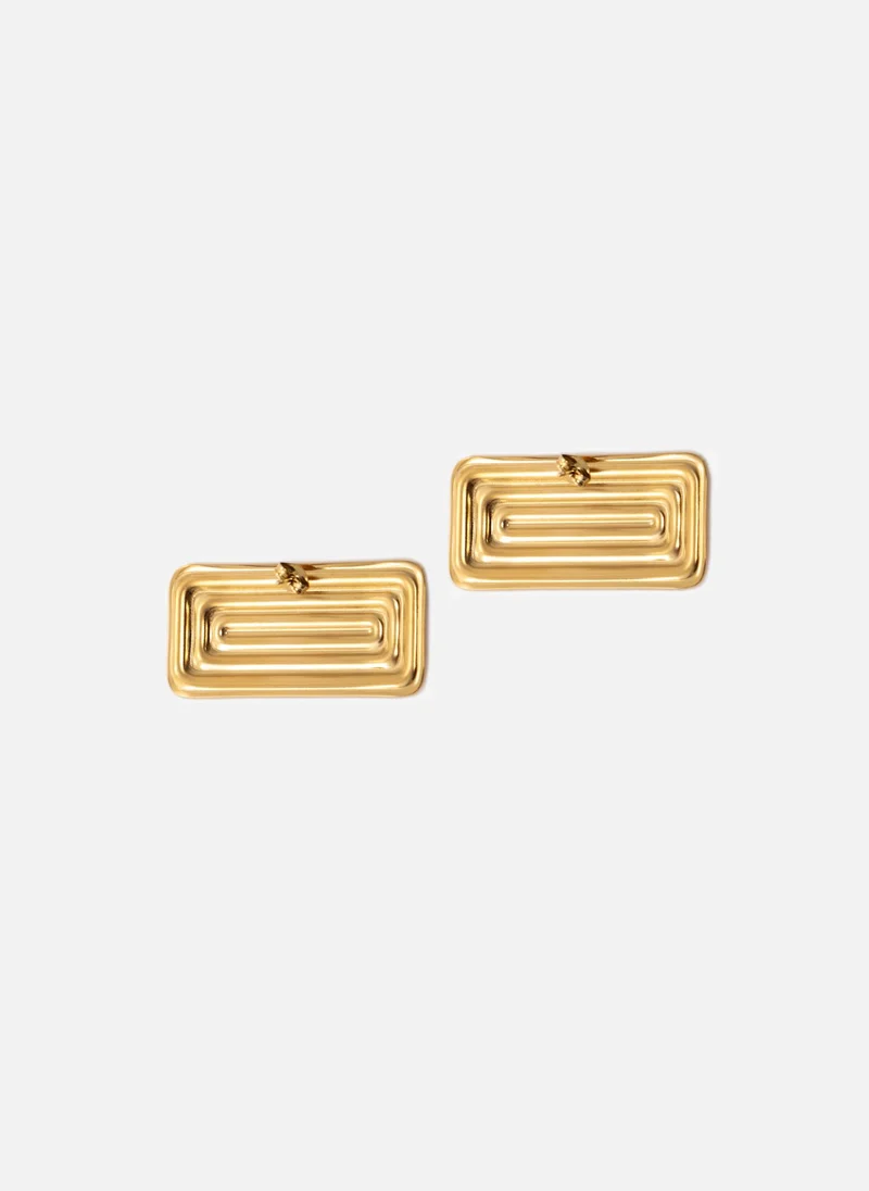 Lichi  Rectangular stud earrings in textured metal for Women | Best Price UAE