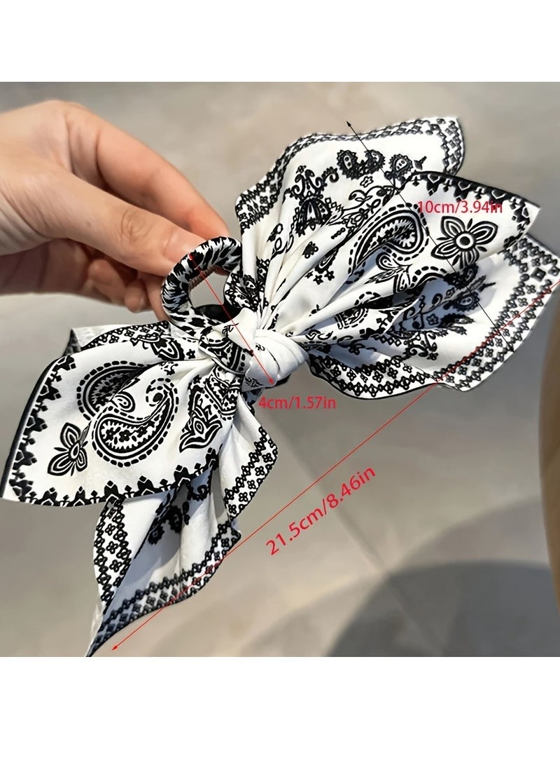 1 PC classically elegant butterfly hairpin with bow and tassel for women and girls, printed boho blue style hair accessory for vacation and holiday shoots - Image 5