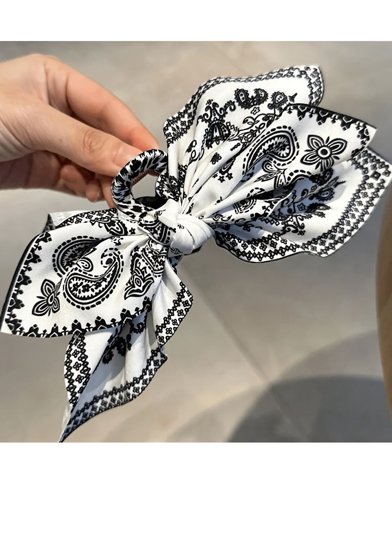 1 PC classically elegant butterfly hairpin with bow and tassel for women and girls, printed boho blue style hair accessory for vacation and holiday shoots - Image 4