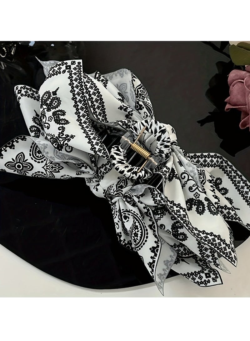 1 PC classically elegant butterfly hairpin with bow and tassel for women and girls, printed boho blue style hair accessory for vacation and holiday shoots - Image 2