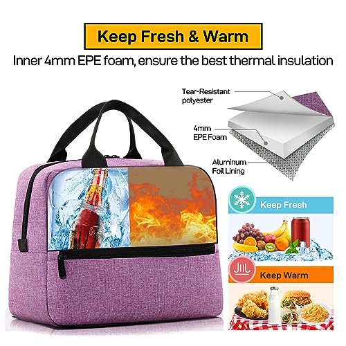 HOMESPON Insulated Lunch Bag for Women Men Lunch Box Cooler Lunch Tote for Work Picnic (Purple) - Image 5