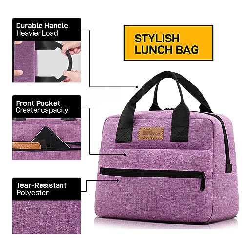 HOMESPON Insulated Lunch Bag for Women Men Lunch Box Cooler Lunch Tote for Work Picnic (Purple) - Image 2
