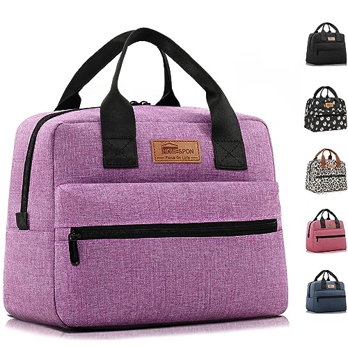 HOMESPON Insulated Lunch Bag for Women Men Lunch Box Cooler Lunch Tote for Work Picnic (Purple) - Image 1