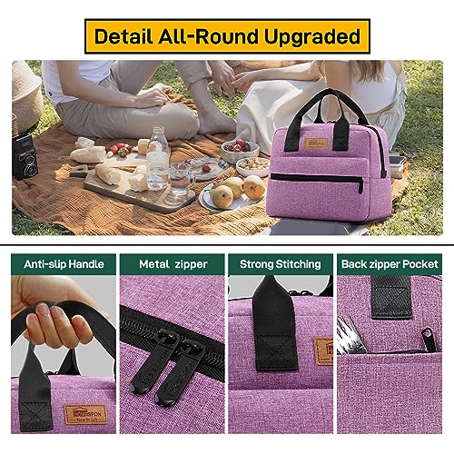 HOMESPON Insulated Lunch Bag for Women Men Lunch Box Cooler Lunch Tote for Work Picnic (Purple) - Image 4