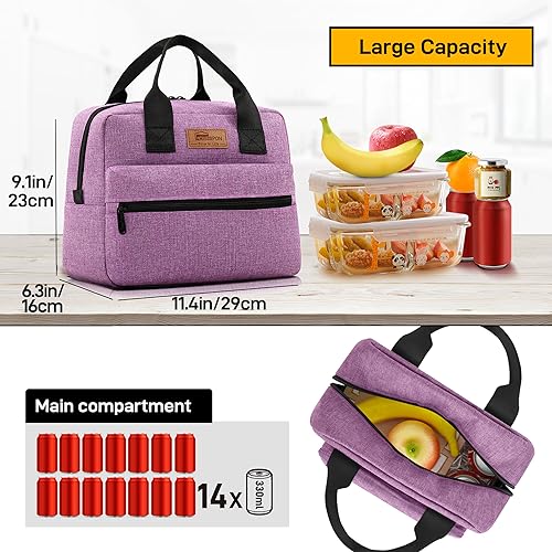 HOMESPON Insulated Lunch Bag for Women Men Lunch Box Cooler Lunch Tote for Work Picnic (Purple) - Image 3