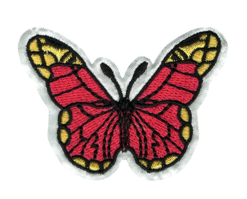 Generic Butterfly Applique Embroidered Sew-on Patch ; Size Small: 6.7cm x 5.2cm for Jackets, Bags, Caps, T-Shirts, Jeans, Outdoor Clothing (1 Piece). (Code: SBX-117) - Image 1