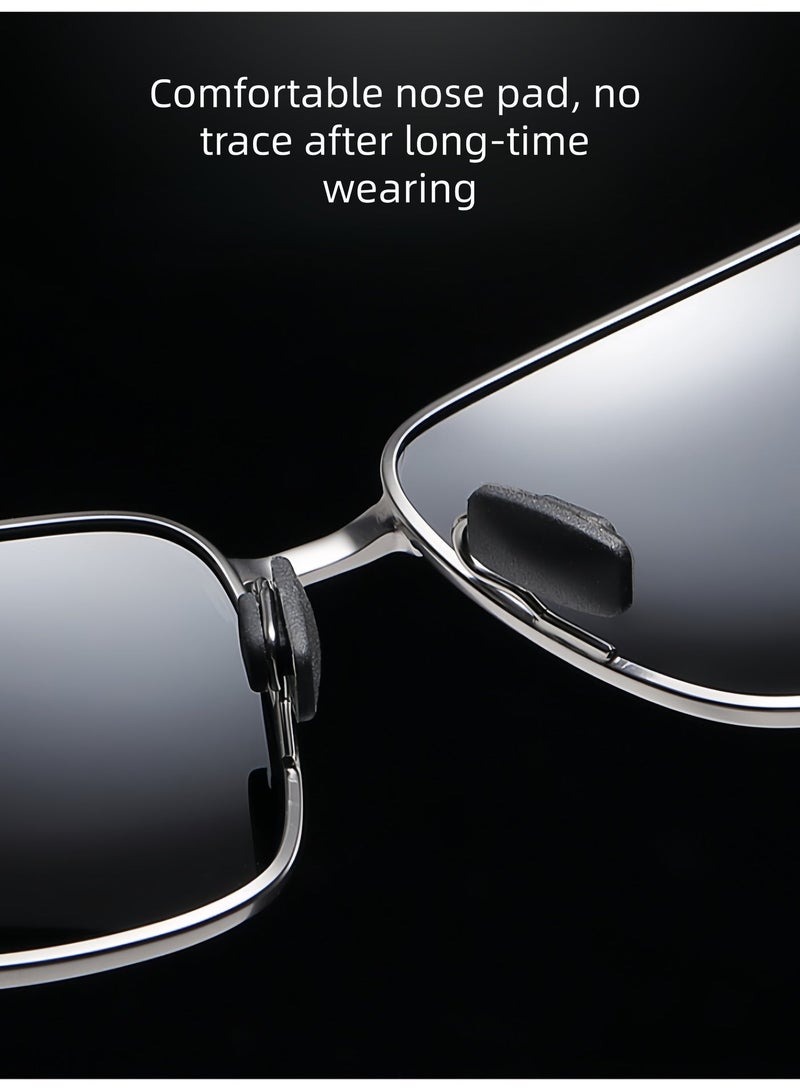 UV400 square polarized sunglasses, neutral lightweight metal frame men's sunglasses, suitable for desert driving, beach outdoor daily life - Image 5