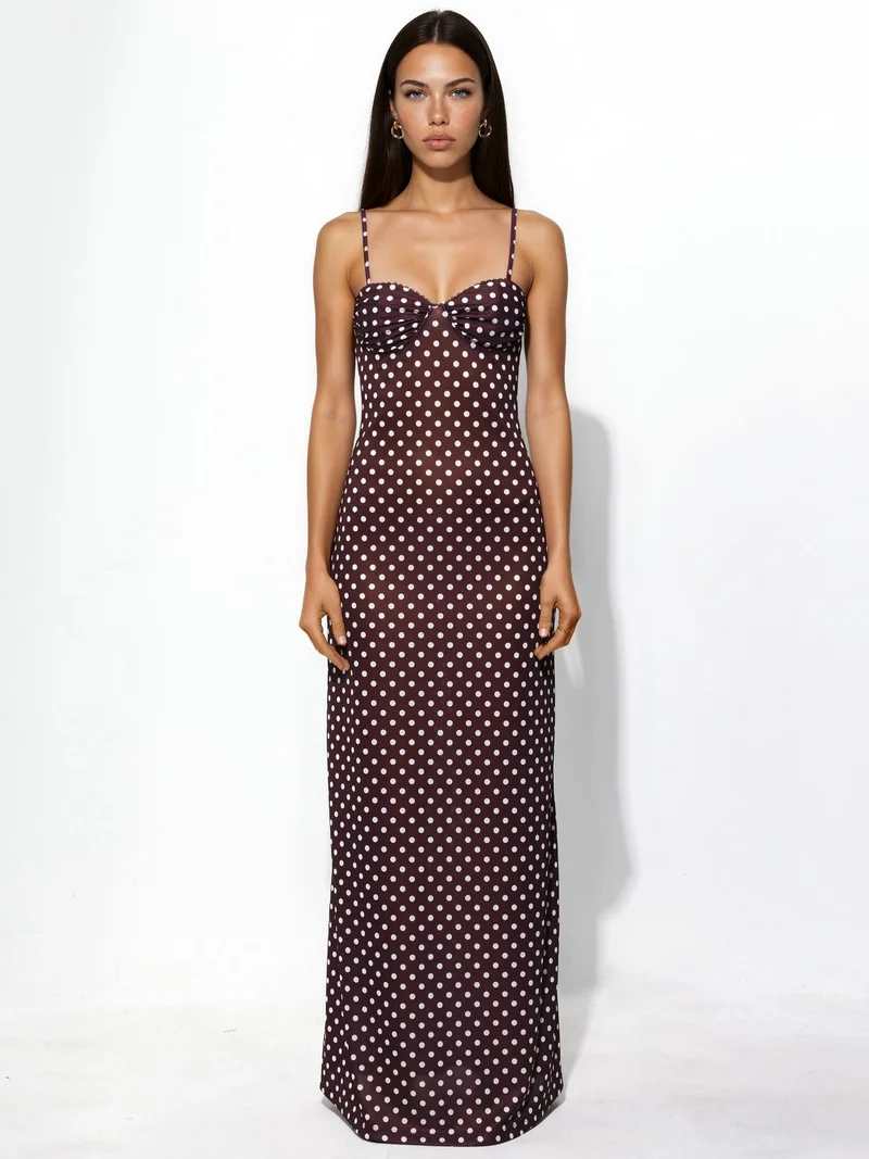 HICCUP Polka Dot Maxi Dress with Heart Collar