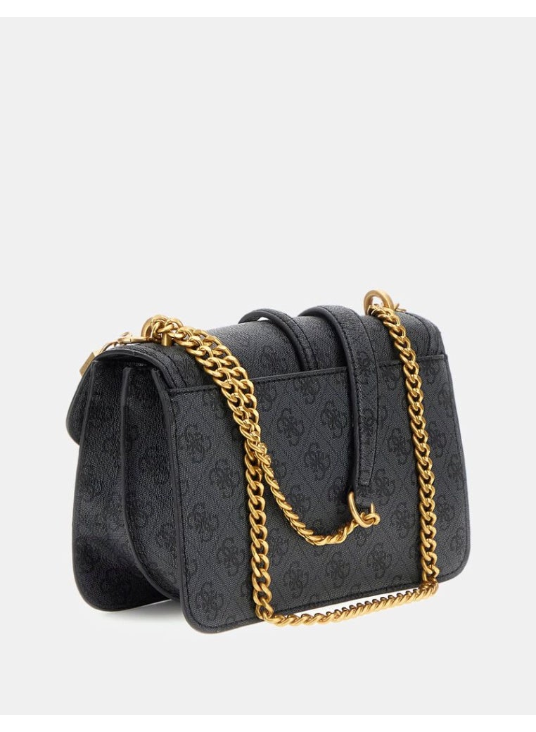 جس حقيبة كروس بودي قابلة للتحويل بشعار GUESS G James - جلد صناعي أسود مبطن مع حزام سلسلة - Image 2