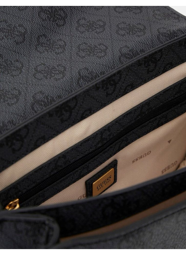 جس حقيبة كروس بودي قابلة للتحويل بشعار GUESS G James - جلد صناعي أسود مبطن مع حزام سلسلة - Image 3